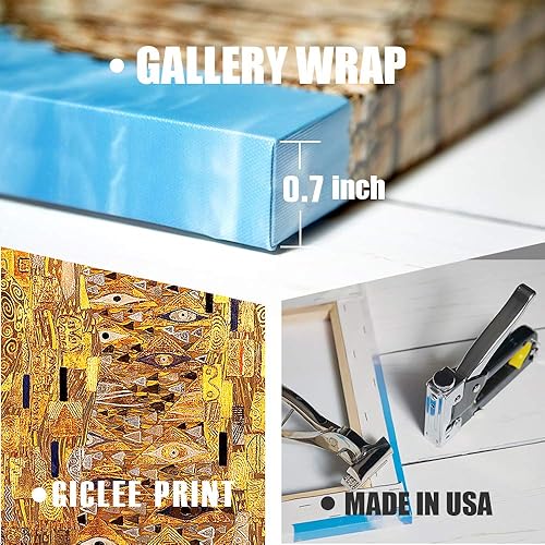 Miniatura 5 de A&T ARTWORK The Lady in Gold de Gustav Klimt. Reproducciones de arte clásico del mundo, impresiones en lienzo giclée para decoración del hogar, 20 x