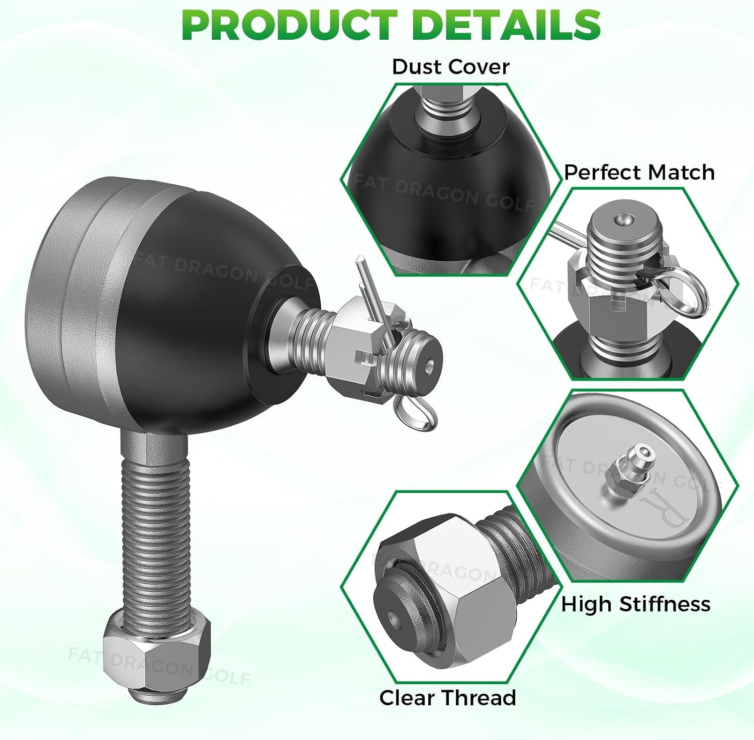 Panglong Golf Cart Ball Joint Kit-Club Car DS Tie Rod End Set of 3, Club Car DS Tie Rod End with Grease Fitting Suitable for 1976-2008 Club Car DS Golf Cart, OEM# 7540, 7539