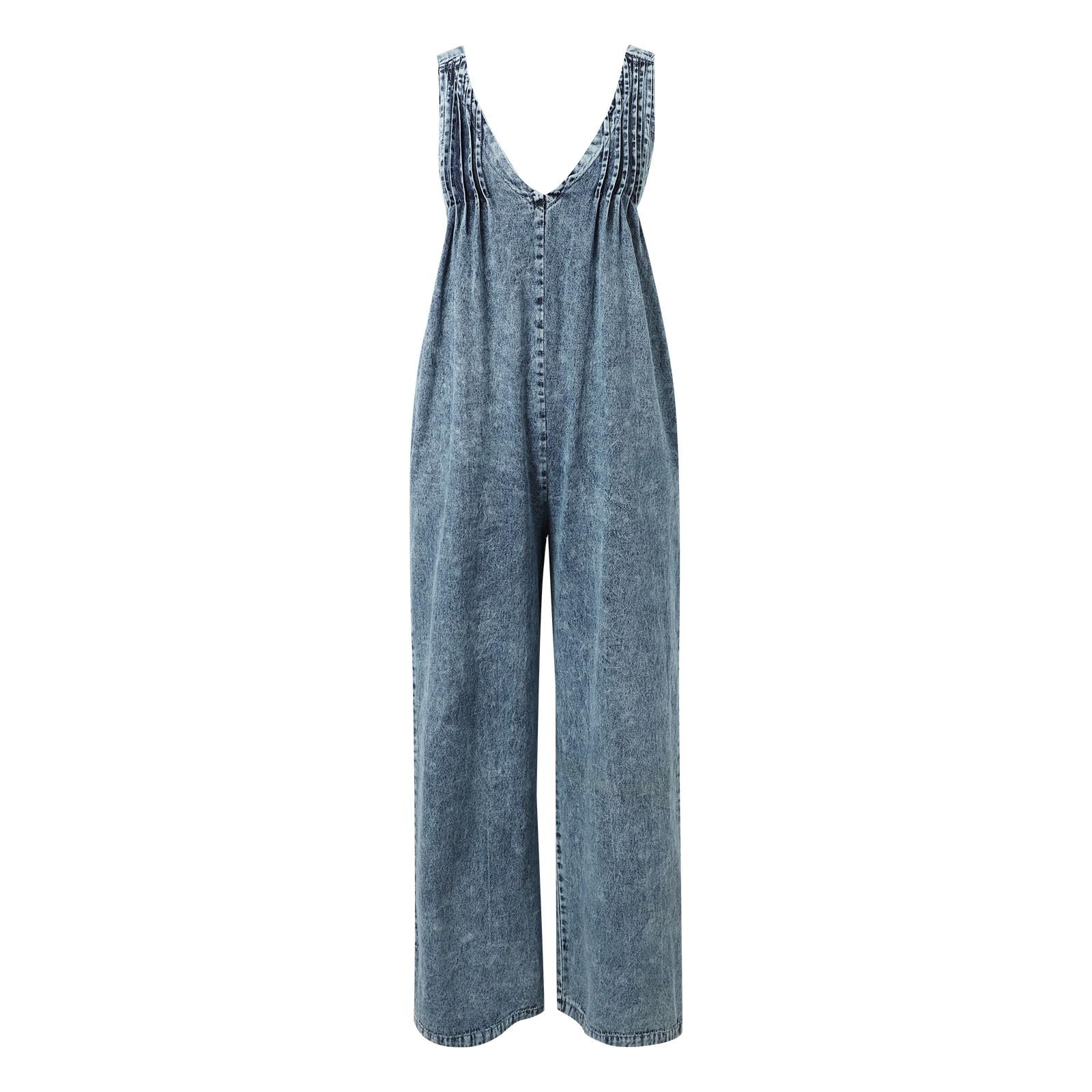 Mono Elegante Mujer Jumpsuit Vaquero para Vestidos Monos Vestido Camisero Vaqueros Peto Tejano Petos
