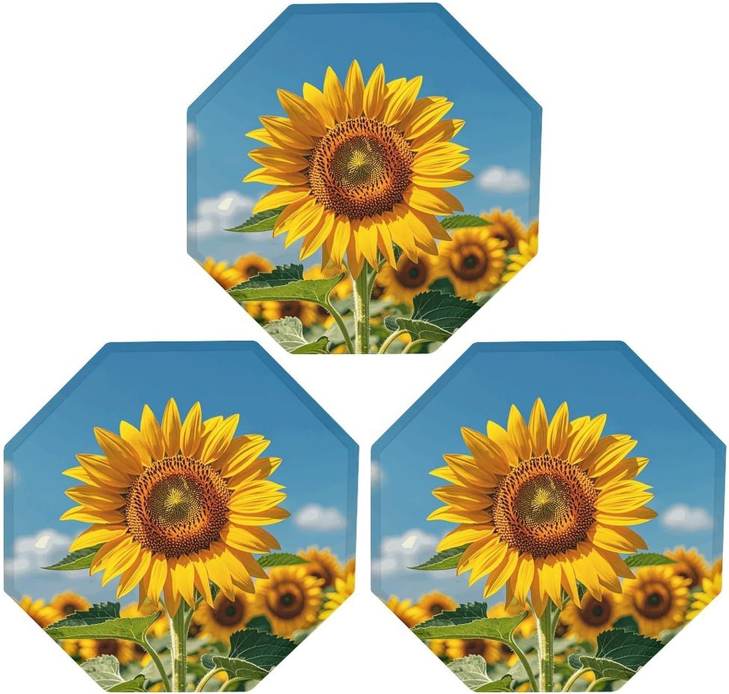 Ctagon Metal Sign for Home, Modern Display Plate for Kitchen, Sunflower Blooming Flowers Plants Plates Accent Hanging Wall Decorations 3PCS for Living Room, Bedroom, Hallway, Hotel