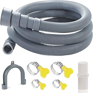 Washer Drain Hose, 6.5 Feet 13 Feet Universal Washing Machine Drain Hose Flexible Dishwasher Drain Hose Extension Kits Corrugated Washer Hose w/ 1 Hose 4 Clamps 1 U-Bend Hose Holder