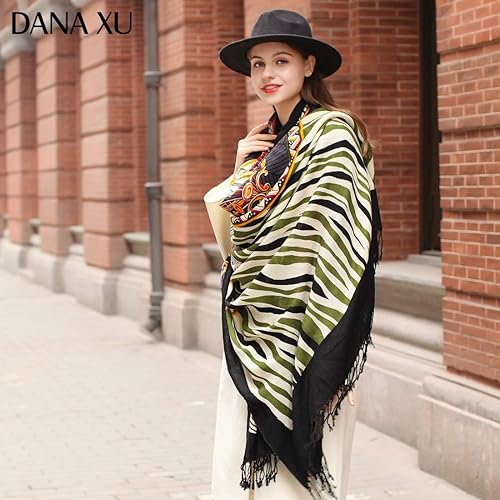 Miniatura 280 de DANA XU Manta de pashmina extragrande 100% de lana merina, bufanda de viaje, bufanda de cachemira para mujer, otoño e invierno, chal de gran