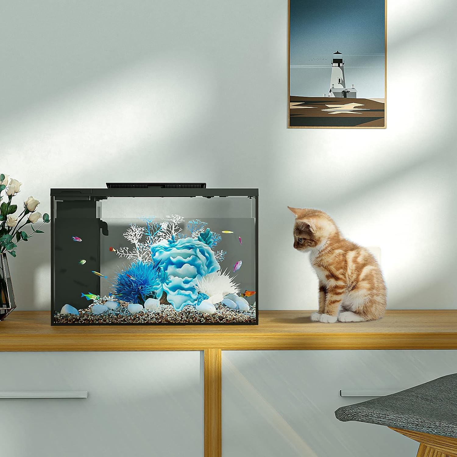 送料無料 一部地域を除く Mumucw Ledアクアリウムスターターキット2 In 1竹フレーム付きデスクトップガラスエコ水槽 Avmschools Ac In