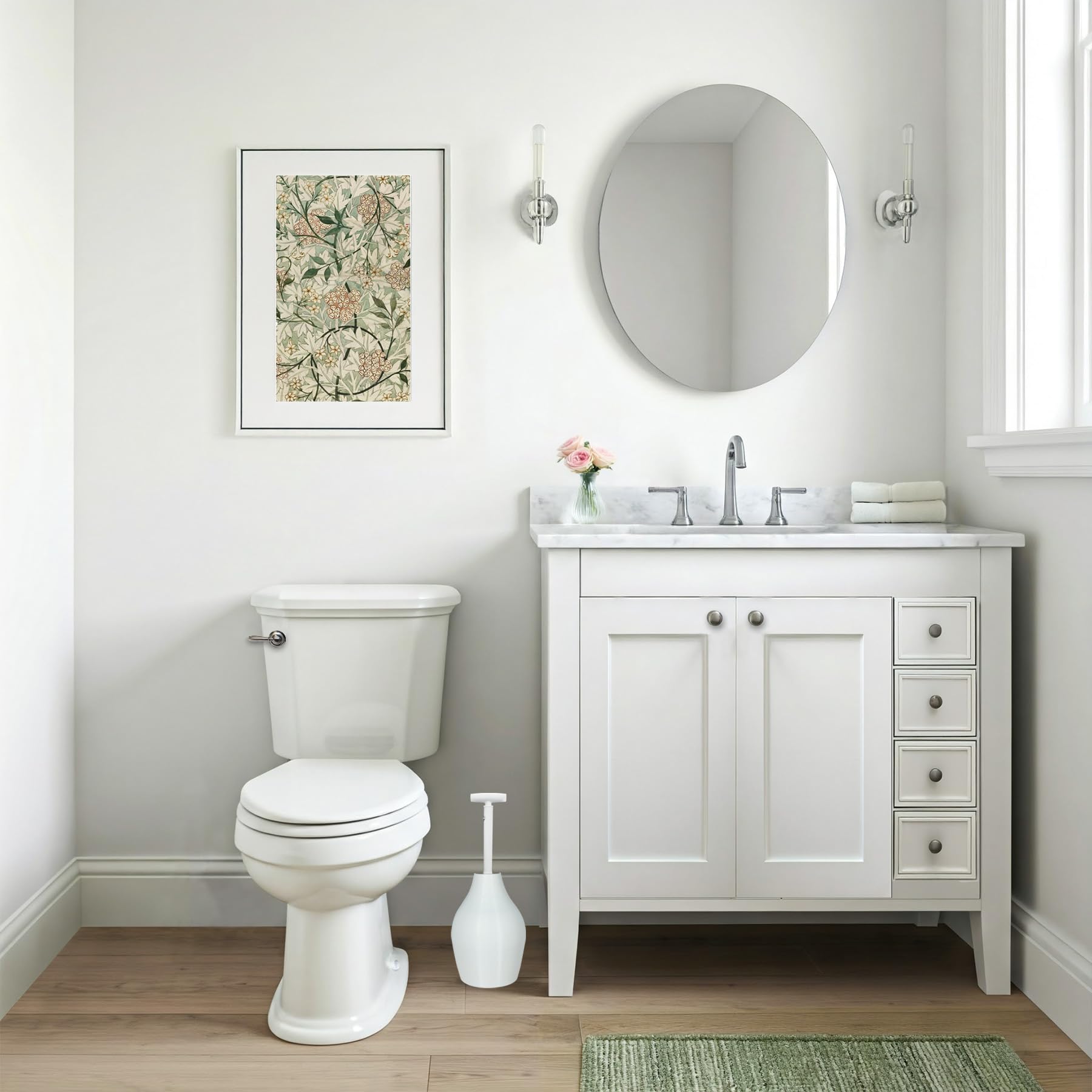 Korky BeehiveMAX 97-5A Hideaway WC-Saugglocke mit Halter, tropffreies Tragen, dichtet alle Schüsselformen ab – kraftvolle Verstopfungsentfernung, weiß