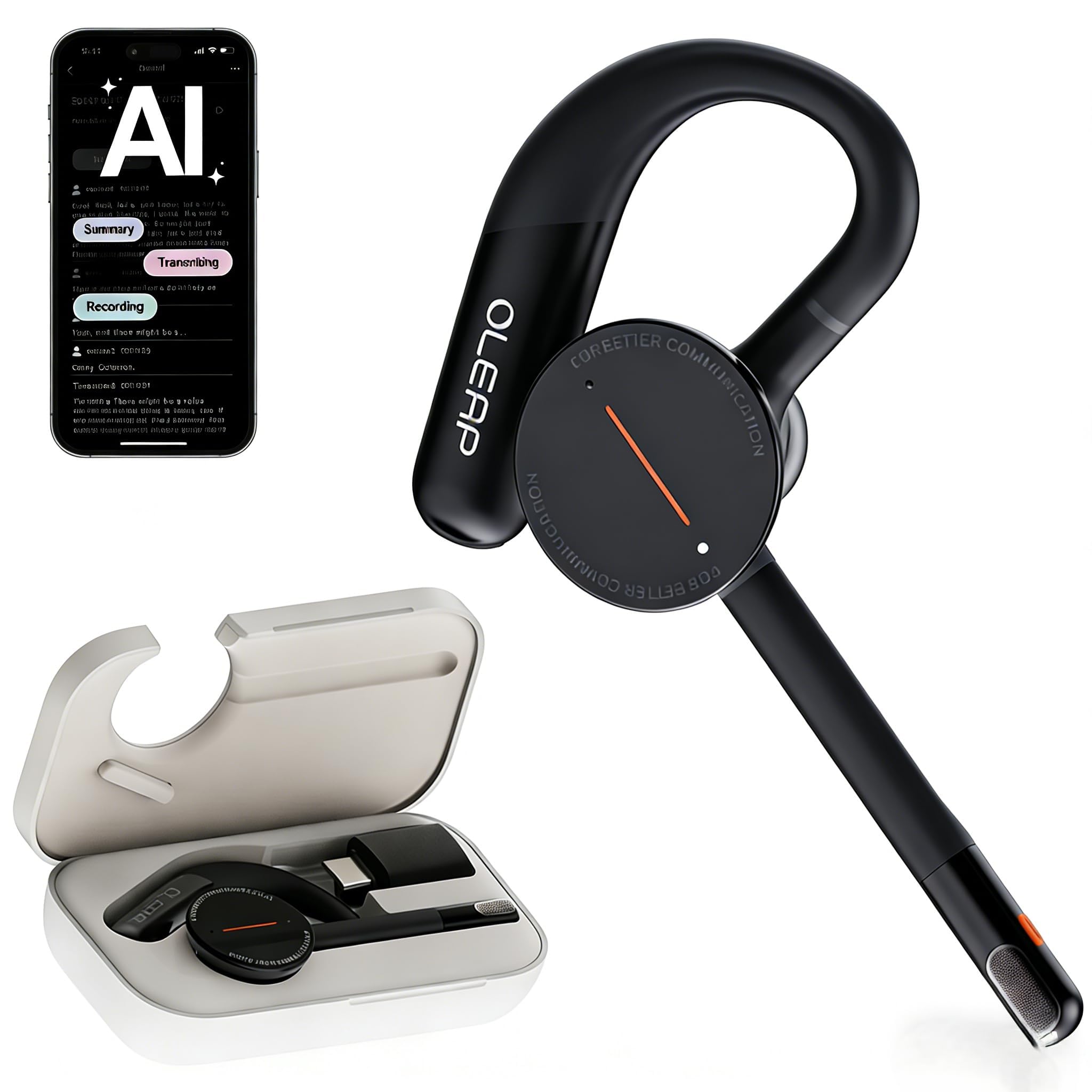 Archer Wireless Headset Single Ear Bluetooth Headset, Meeting Assistant with Transcription, AI Noise Canceling 50dB, AI Transcribe & Summarize, Voice Recorder with App for Office/Meeting/Driving-picture-23