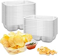 Vista 1 de RHBLME Paquete de 300 bandejas grandes de plástico para nachos de 8 x 6 pulgadas, 2 compartimentos desechables, recipientes de plástico para nachos