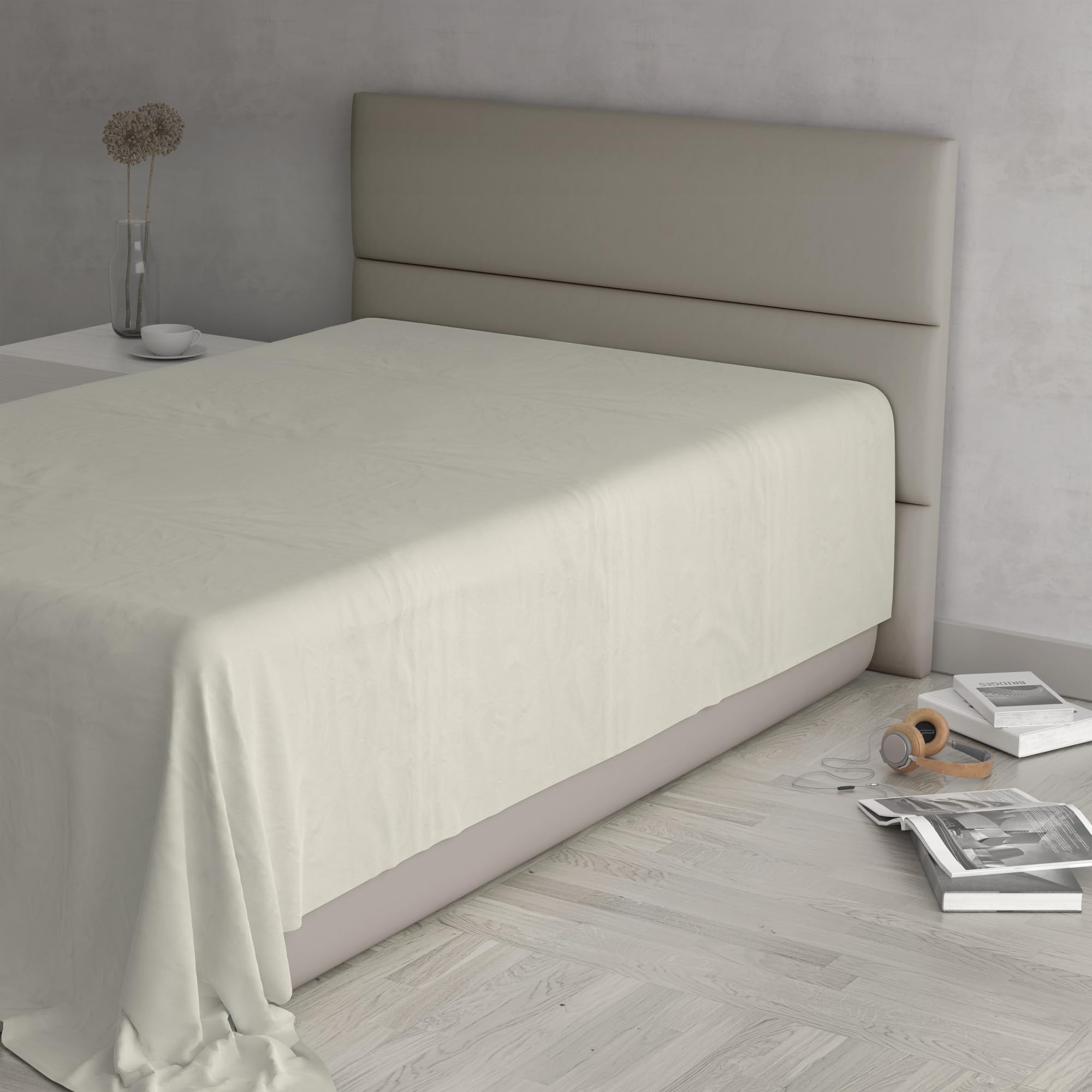 MAX COLOR Top Sheet, 100% Cotton, Plain, Cream, Single 150 x 300 cm