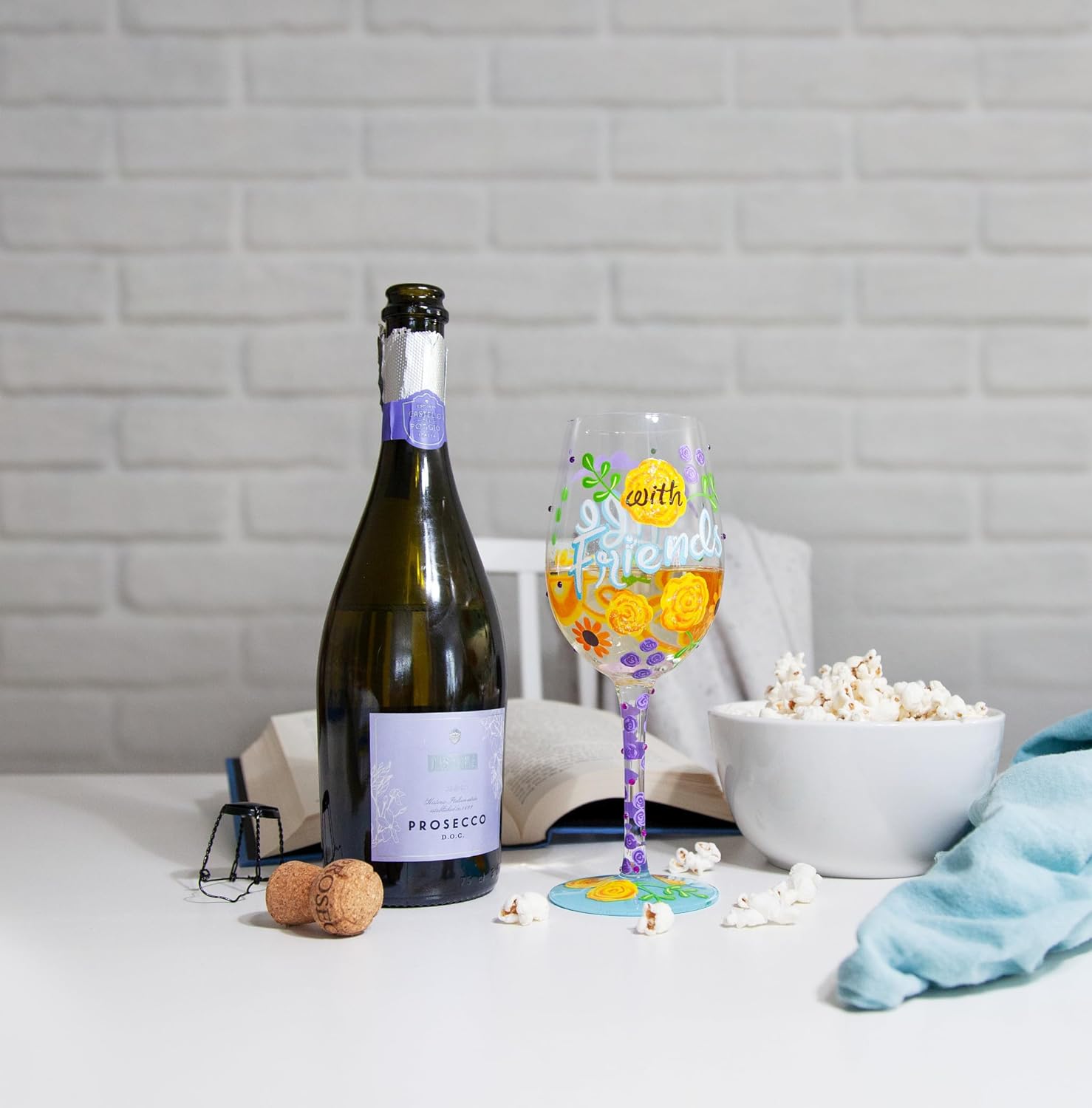 Enesco Lolita Designs Life is Better with Friends Hand-Painted Artisan Wine Glass, 15 Ounce, Multicolor - Image 16