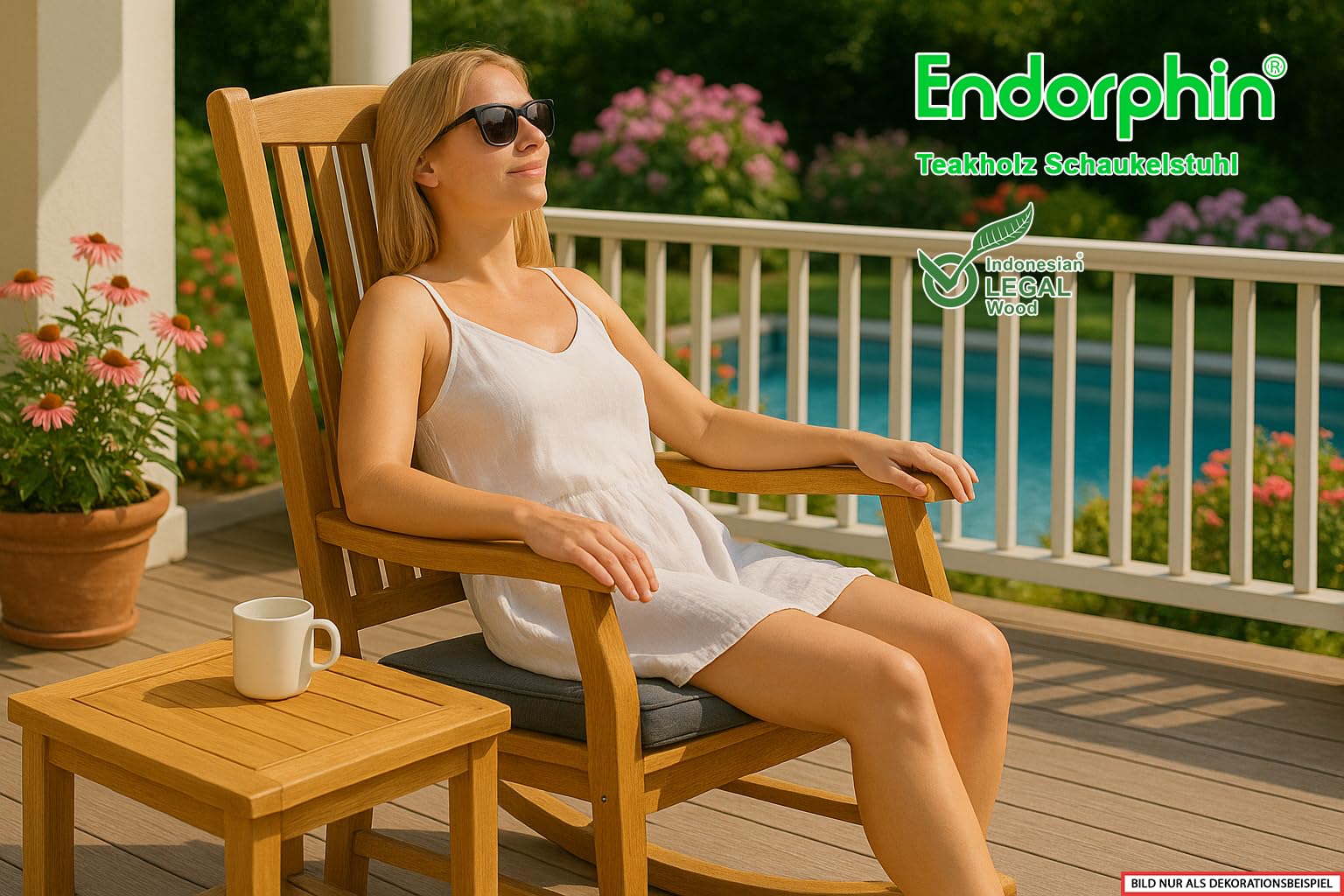 Endorphin Teakholz Schaukelstuhl – stilvolle Entspannung für drinnen & draußen