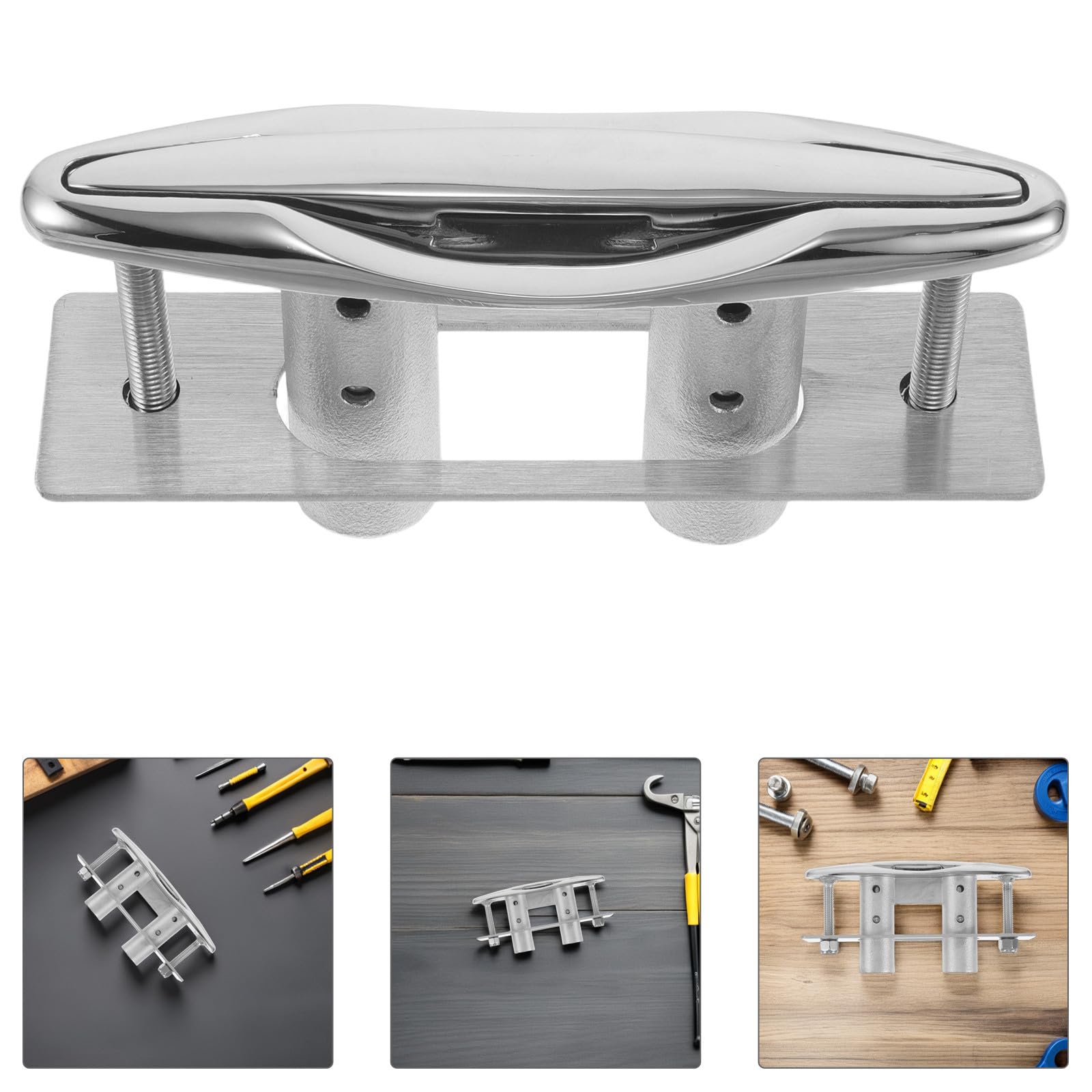 Toddmomy Bitta per Barche in Acciaio Inox Retrattile Scomparsa Resistente all Abrasione con Piastra di Supporto per Ormeggio Sicuro su Yacht e Pontili