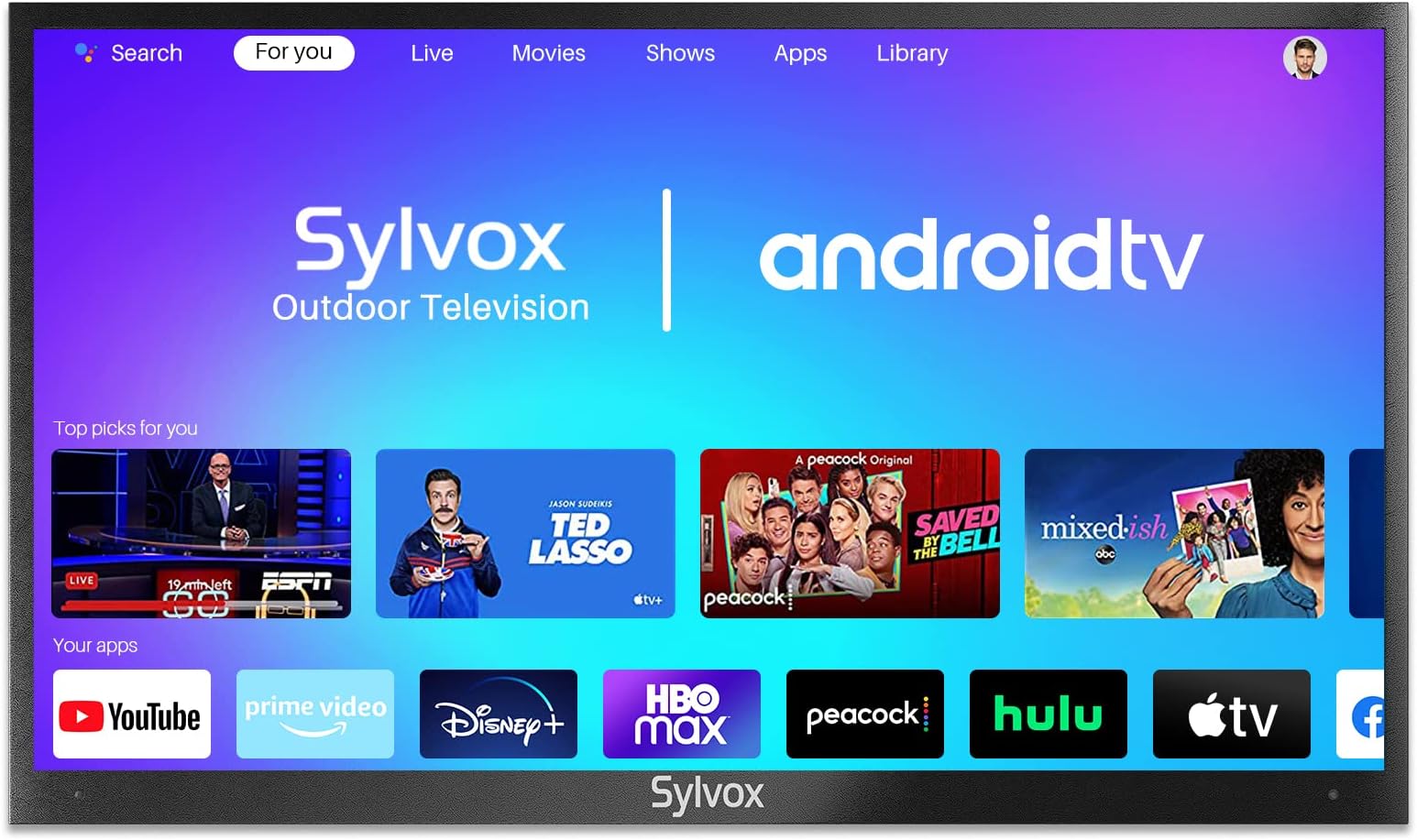 SYLVOXOutdoor TV, 75" Deck Pro Series 4K UHD Smart TV with Voice Remote, IP55 Waterproof, HDR, Chromecast Built-in, 3 HDMI Ports, 60Hz Refresh Rate, Smart TVs Designed for Outdoors
