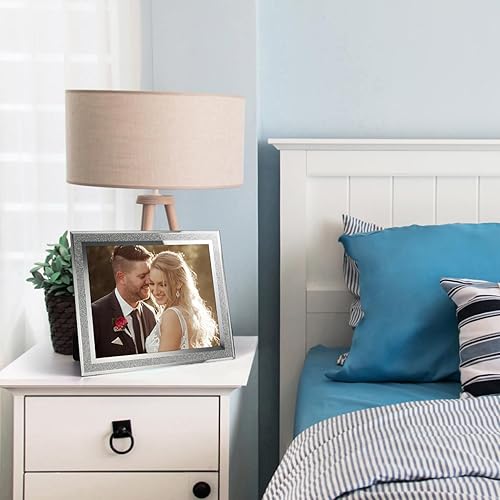 Miniatura 6 de Calenzana Paquete de 12 marcos de fotos de vidrio brillante de 8 x 10 pulgadas, marcos de fotos con borde brillante para mesa, pantalla horizontal o