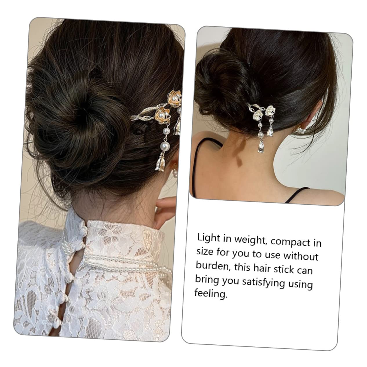 minkissy 10pezzi Forcine Per Stile Cinese Con Fiori e Perle Eleganti Accessori Per Acconciature Sposa e Bun Per Donne e Ragazze