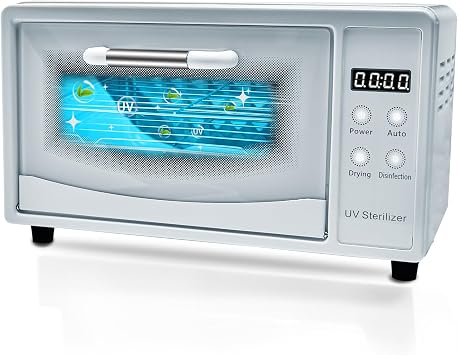 CGBE Nail Tool UV Steriliser 10L Double Layer UV Disinfection Cabinet with Timer Setting - Multi-Functional UV Steriliser for Esthetician, Home Use, Barbers, Beauty Salons and Spas off white