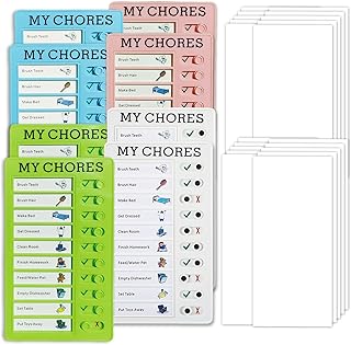 8pcs Chore Chart Boards for Multiple Kids Portable Memo Plastic Boards Sliding Routine Chart Detachable Message Daily Checklist Planner with 20 Cardstock for Home Travel