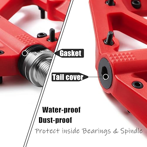 Miniatura 5 de BOWOD Pedales de bicicleta de nailon Pedales de bicicleta de montaña, antideslizantes, ligeros, planos, BMX MTB, pedales sin clipless de repuesto