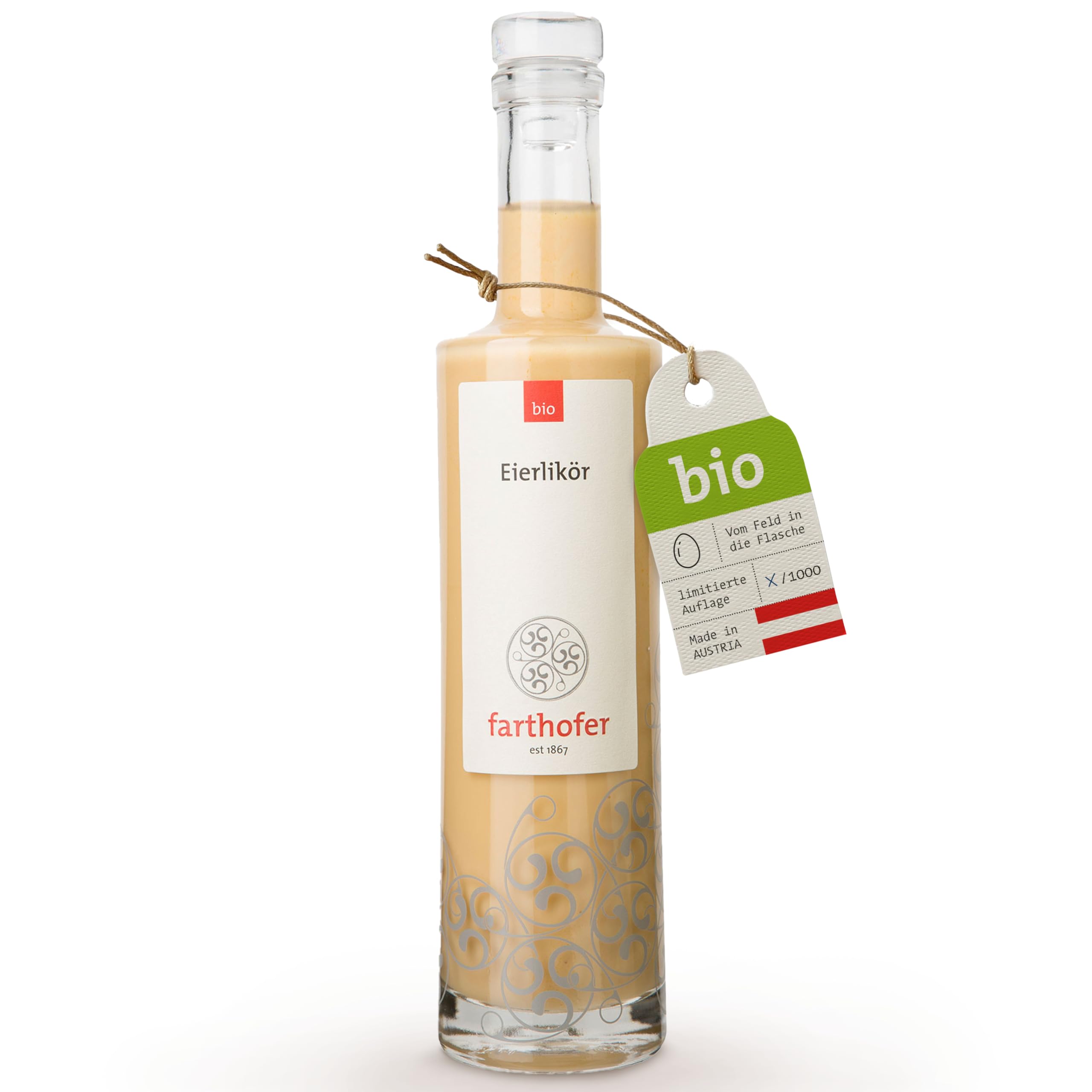 Farthofer Bio-Eierlikör | cremig-mild mit Sahne & Bourbonvanille | aus 100 % Bio-Freilandeiern | 350 ml, 17,4 % vol | Dessertlikör aus Österreich