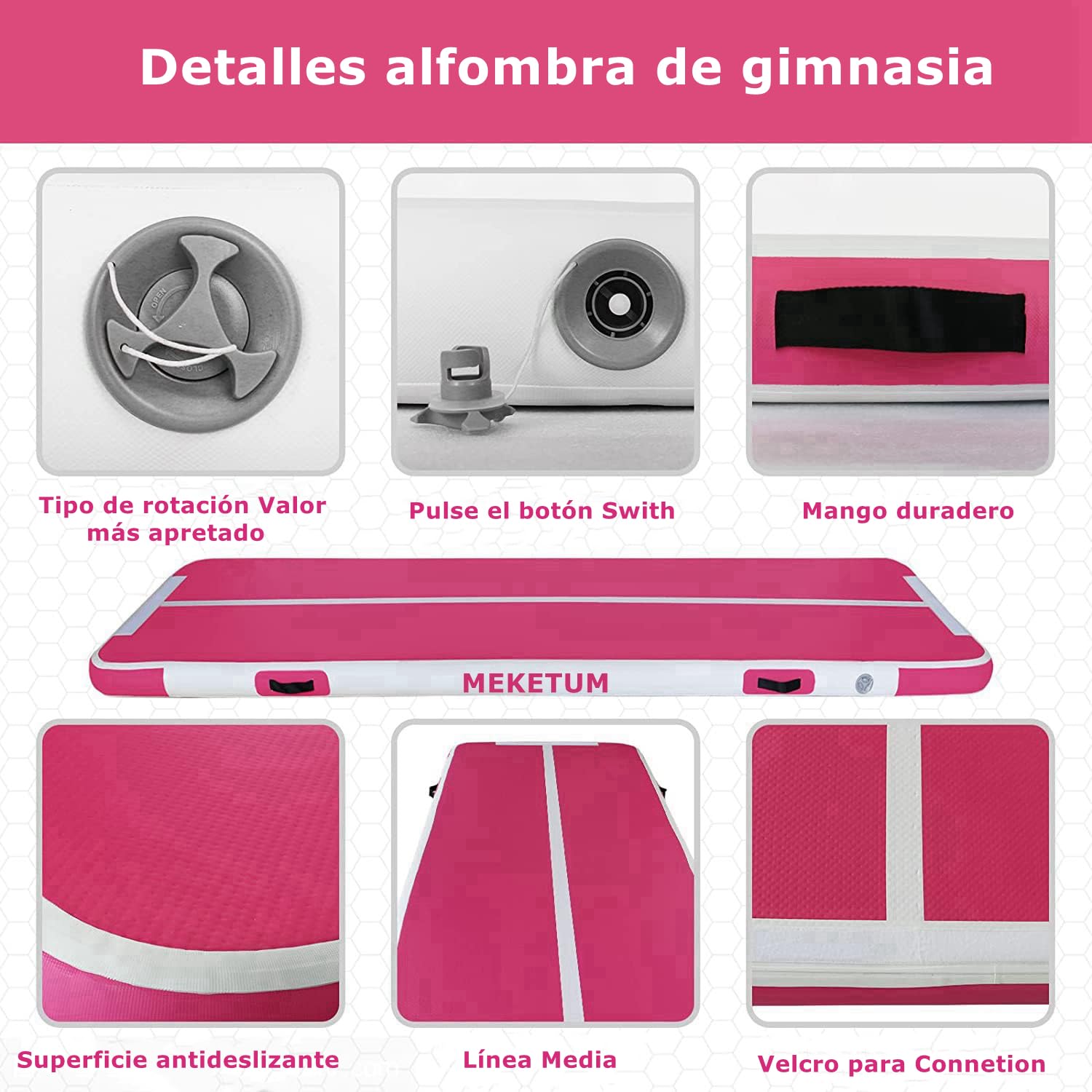 Air Track Colchoneta Gimnasia Ritmica 2 3 4 5 6 m Hinchable 10/20cm Gruesa Colchoneta Deportiva con Bomba de Uso doméstico/Entrenamiento/Rodar/Saltar/Fitness/Yoga/Entretenimiento acuático — view 3