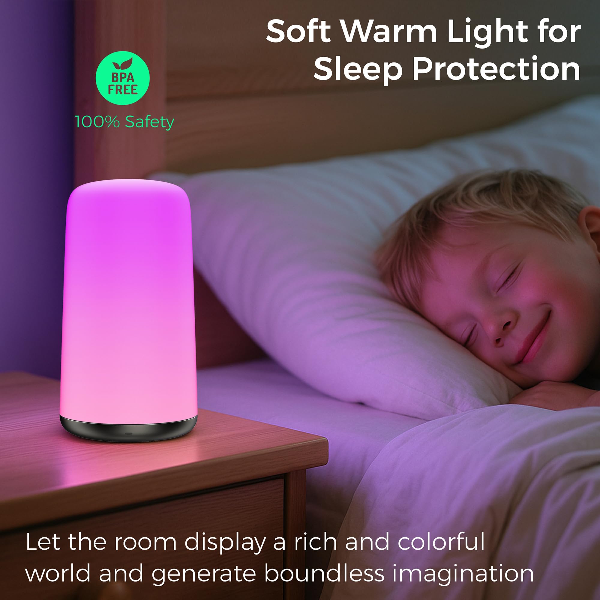 Nachtlicht für Kinder, tragbares Baby-Nachtlicht, 5 Farbtemperaturen und stufenloses Dimmen, 8 RGB-Farben, wiederaufladbares Kinderzimmer-Nachtlicht, Schlafhilfe, Touch-Lampe mit 2 Timern