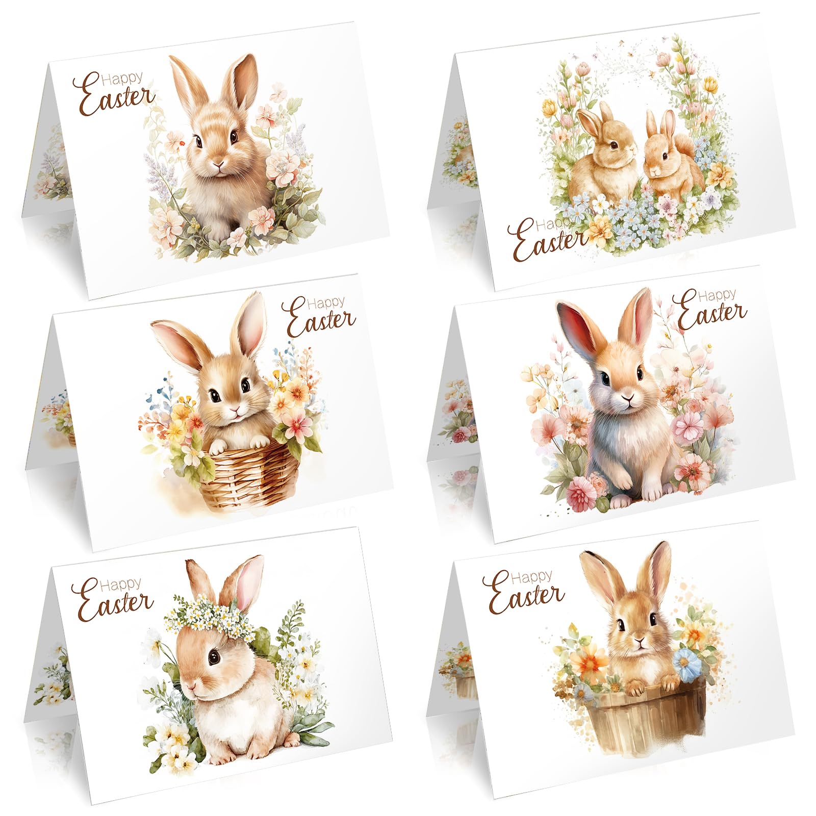 Happy Easter Cards Multipack with Envelopes, Easter Greeting Cards Pack of 12