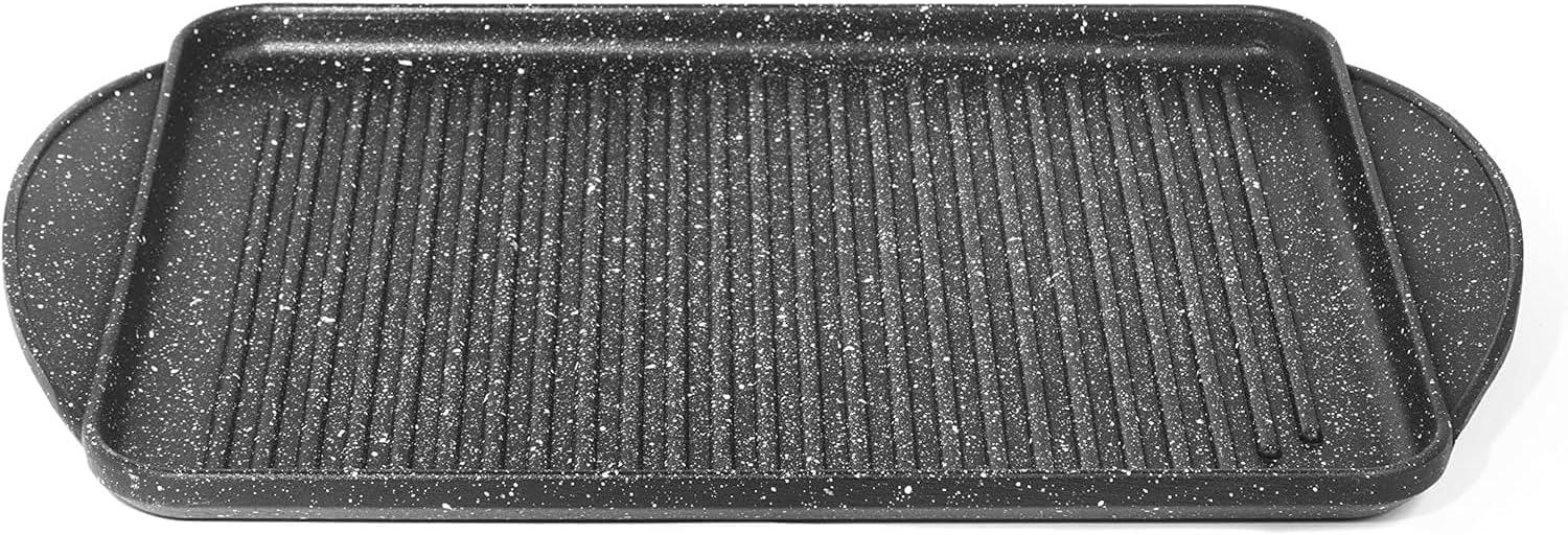 Avilia Bistecchiera Antiaderente per Induzione in Alluminio - Plancia Grill Rettangolare 37x28cm per Verdure, Bistecche e Pesce, Cottura Salutare e Uniforme