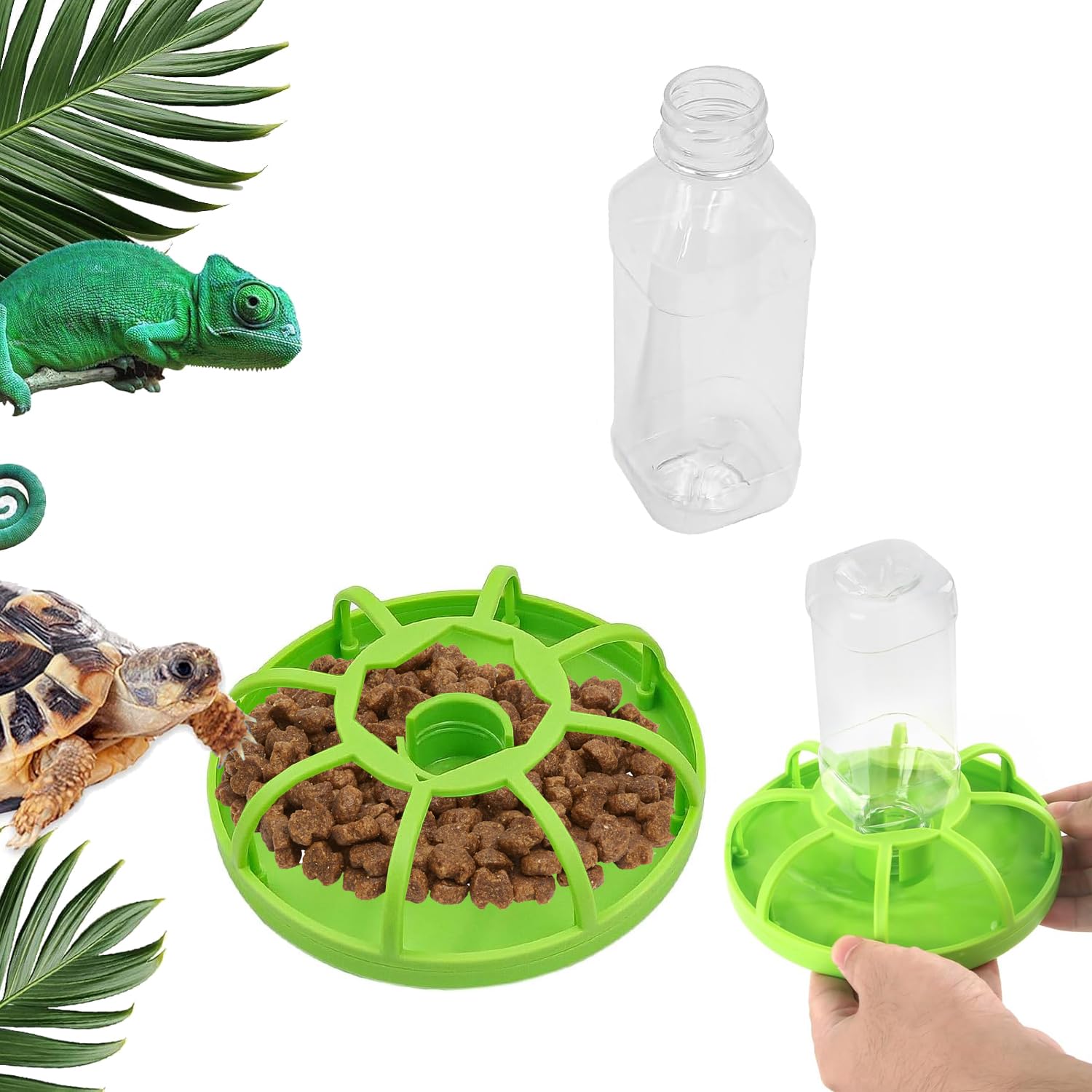 Landschildkröten Zubehör 2x Schildkröten Wasserschale - Automatischer Wasserspender Für Reptilien Kühlschrank Für Schildkröten