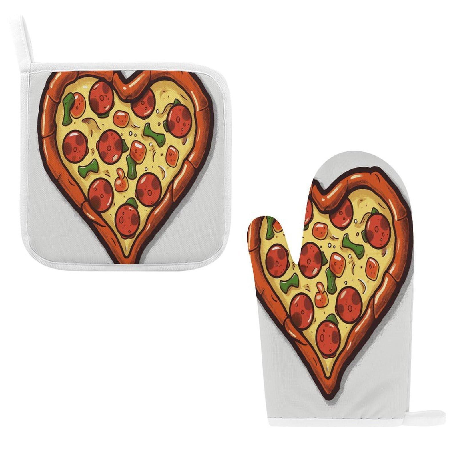 Btcowzrv Style I Love Pizza Heart Oven Mitts And Pot Holders 2Pcs Set