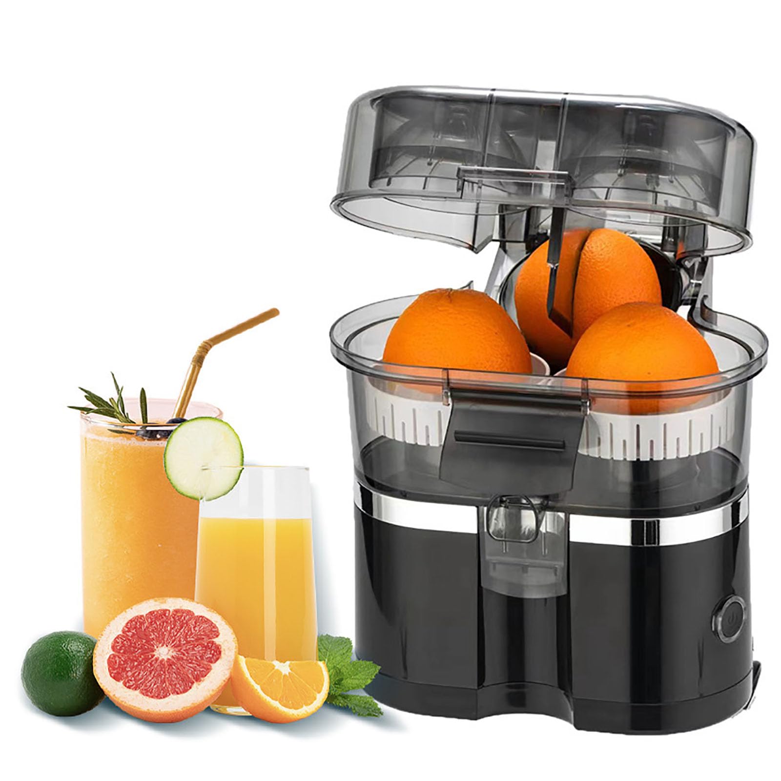 Exprimidor eléctrico de cítricos – Exprimidor automático One Touch de 400 ml para naranja, limón, pomelo con cortador integrado, mezclador ideal para el hogar