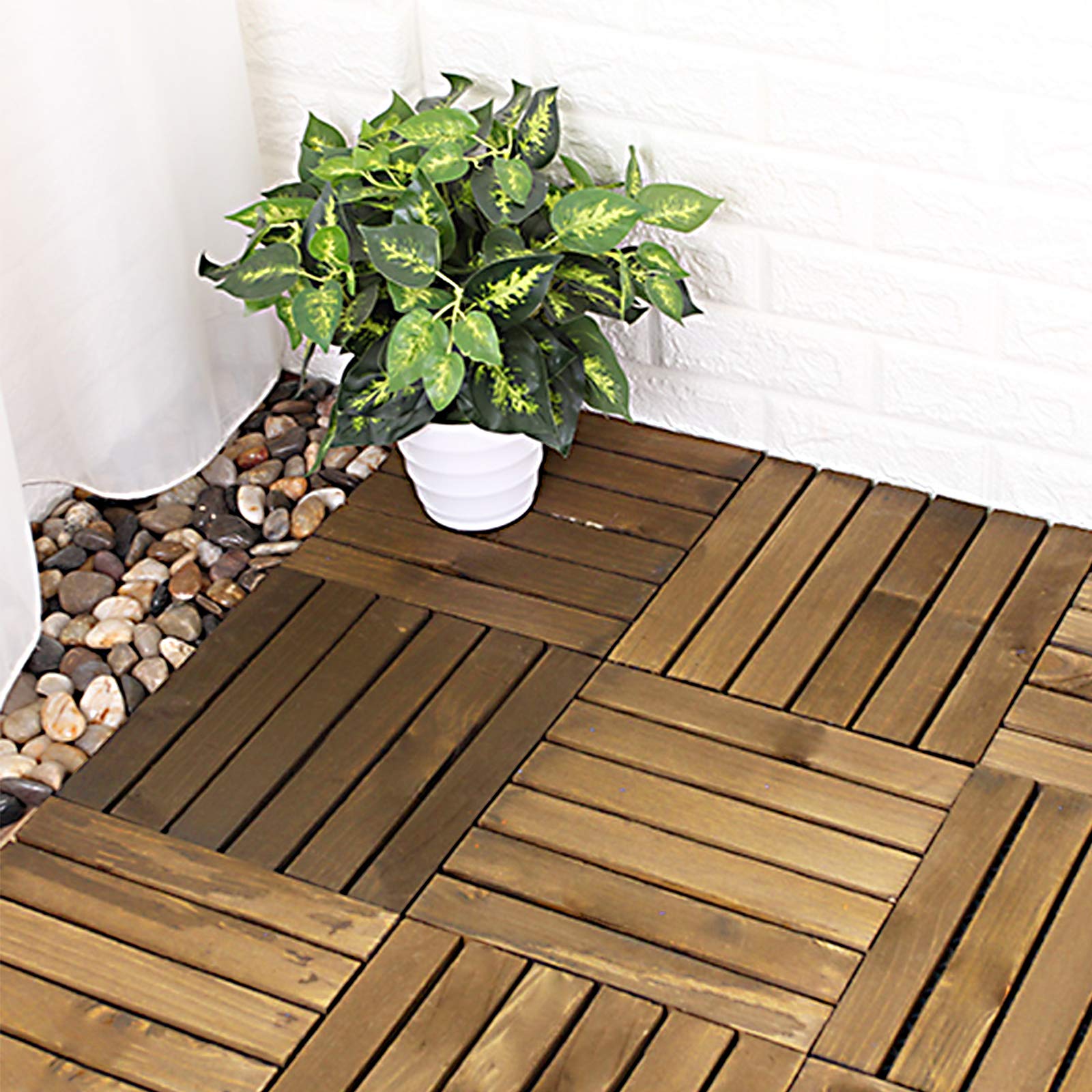 Froadp Suelos de Madera Acacia para Exterior, 30x30cm Baldosas para Terrazas, Cubiertas de Jardín impermeables con Sistema de Drenaje, Piso Antideslizante Tablas para Balcón Piscina Patio(2m², Tipo A)