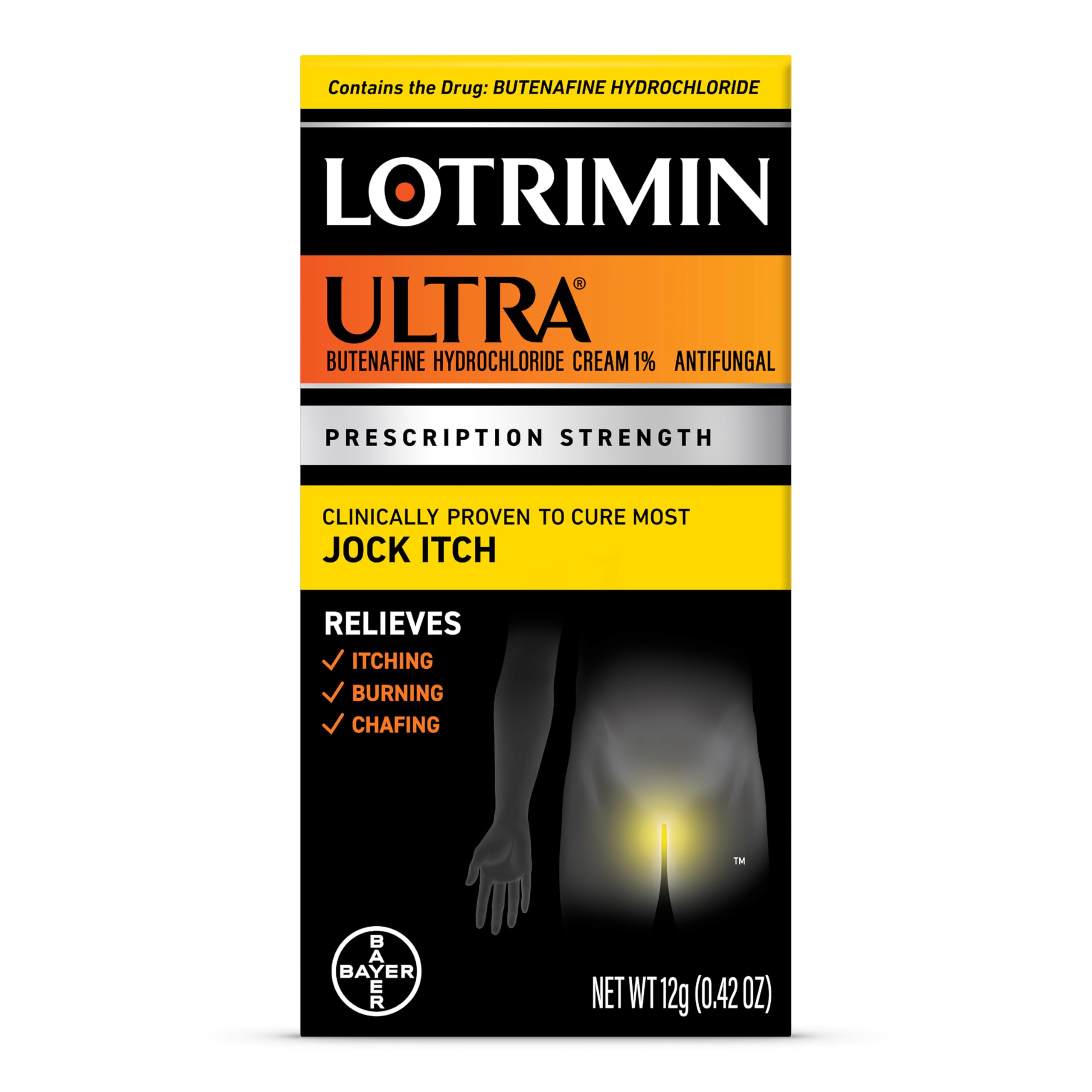 Lotrimin Ultra Jock Itch Cream - Powerful Butenafine Hydrochloride Treatment for Jock Itch, 0.42 Ounce (12 Grams) (Packaging May Vary)