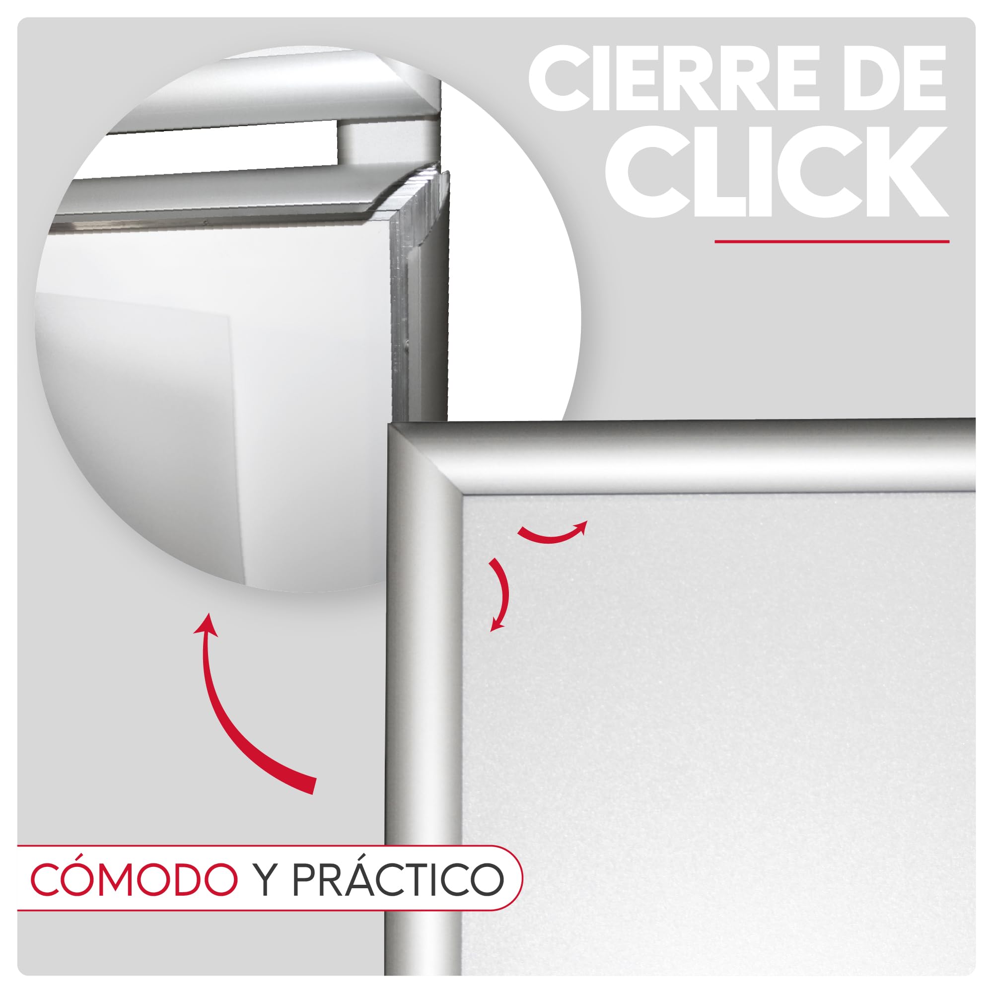 Caballete para Pósters Informativos | Soporte Publicitario con 4 Marcos A3 a 1 Cara | Expositor de Aluminio y Plástico con Sistema Click | Para Comercios, Hostelería y Eventos