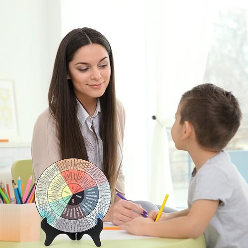 Miniatura 4 de Tatuo Rueda de sentimientos de acrílico de 8 pulgadas con soporte, tabla de emociones, decoración de oficina para mujeres, regalos de salud mental,