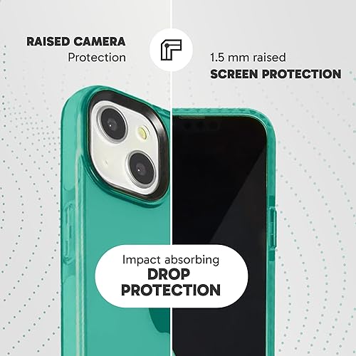 Miniatura 4 de SteepLab Funda de barrera para iPhone 13, protección de 360 grados que absorbe impactos con bisel elevado y colores llamativos (azul turquesa pulido)