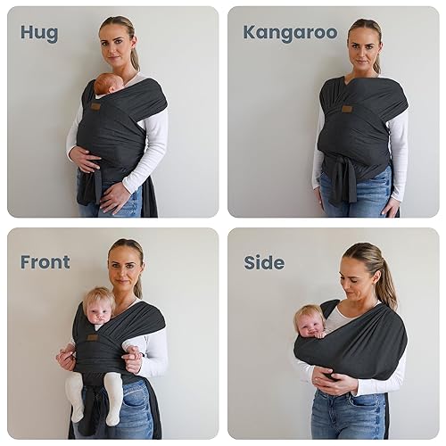 Miniatura 2 de Elegante portabebés gris oscuro y dorado cómodo, suave y de apoyo, anillo ajustable para mamá y papá, ideal para registro de bebé, recién nacido a