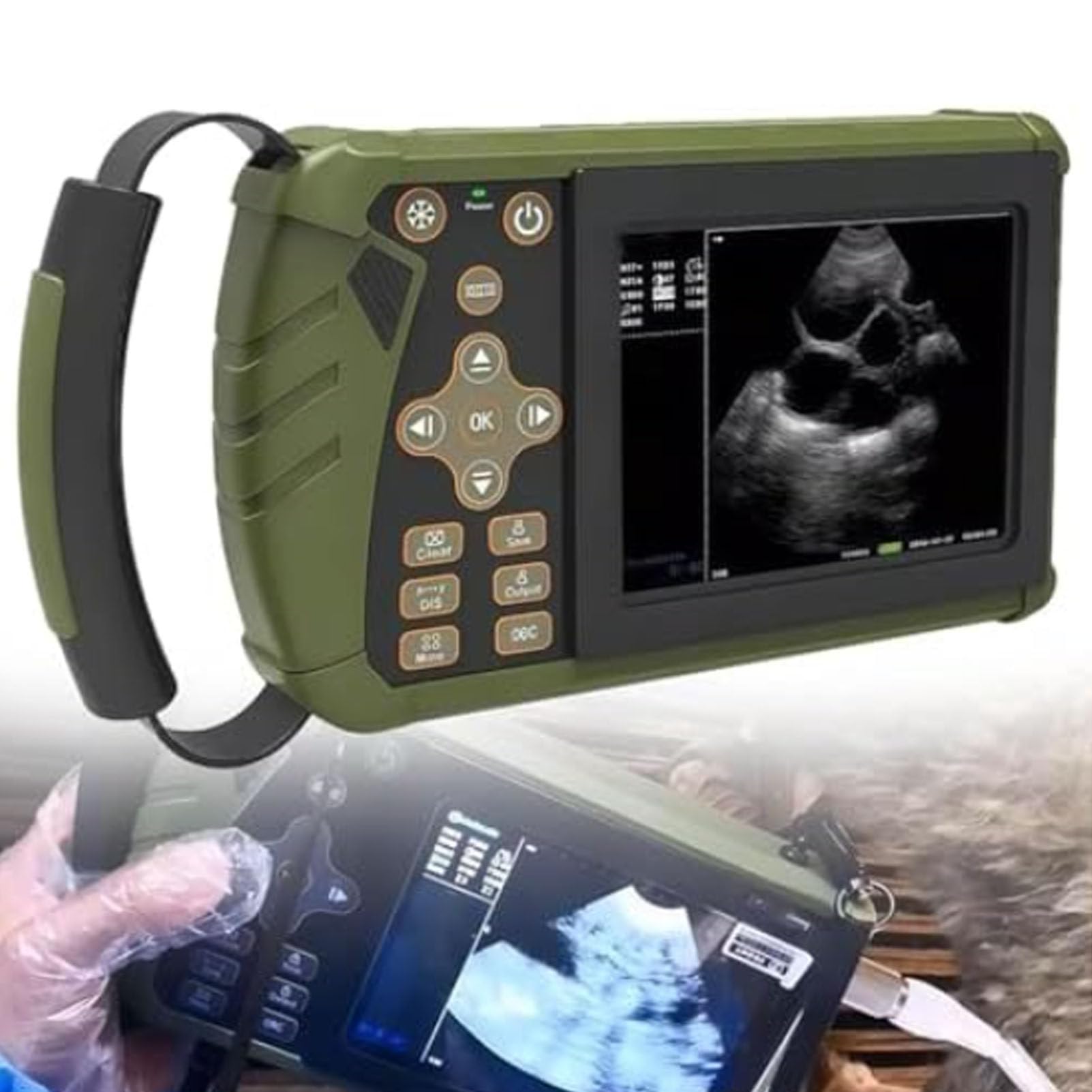 Scanner Portatile per Animali B-Ultrasound, Macchina per ecografia diagnostica veterinaria in Gravidanza con sonda Convessa da 3,5 MHz per Pecore, Cani, Gatti e maiali
