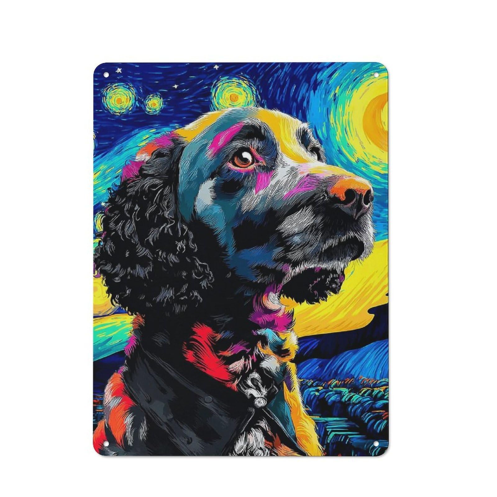 Starry Night Dog Portrait -26 Cottage Style Metal Wall Decor 40x30cm, Farmhouse Metal Sign for Farmhouse Kitchen, Pantry Or Dining Area