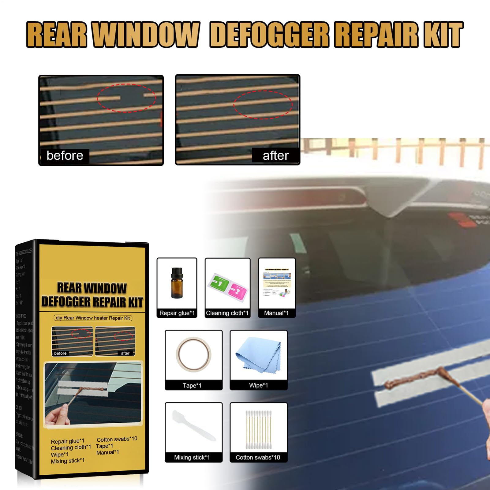 Kit di Riparazione per sbrinatore lunotto Posteriore Auto, Kit per Riparare rotti riscaldatori griglia riscaldata conduttiva Set per e Linee