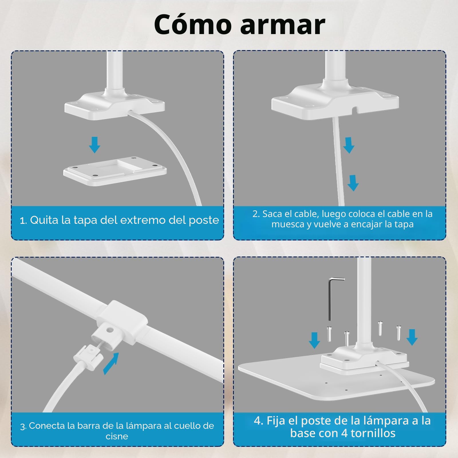 KableRika Lámpara Escritorio LED para Oficina, Flexo Escritorio de Doble Cabezal con Base, Luz de Arquitecto Regulable, luz monitor con Temporizador, para Leer, Estudiar y Oficina en el Hogar - Blanco