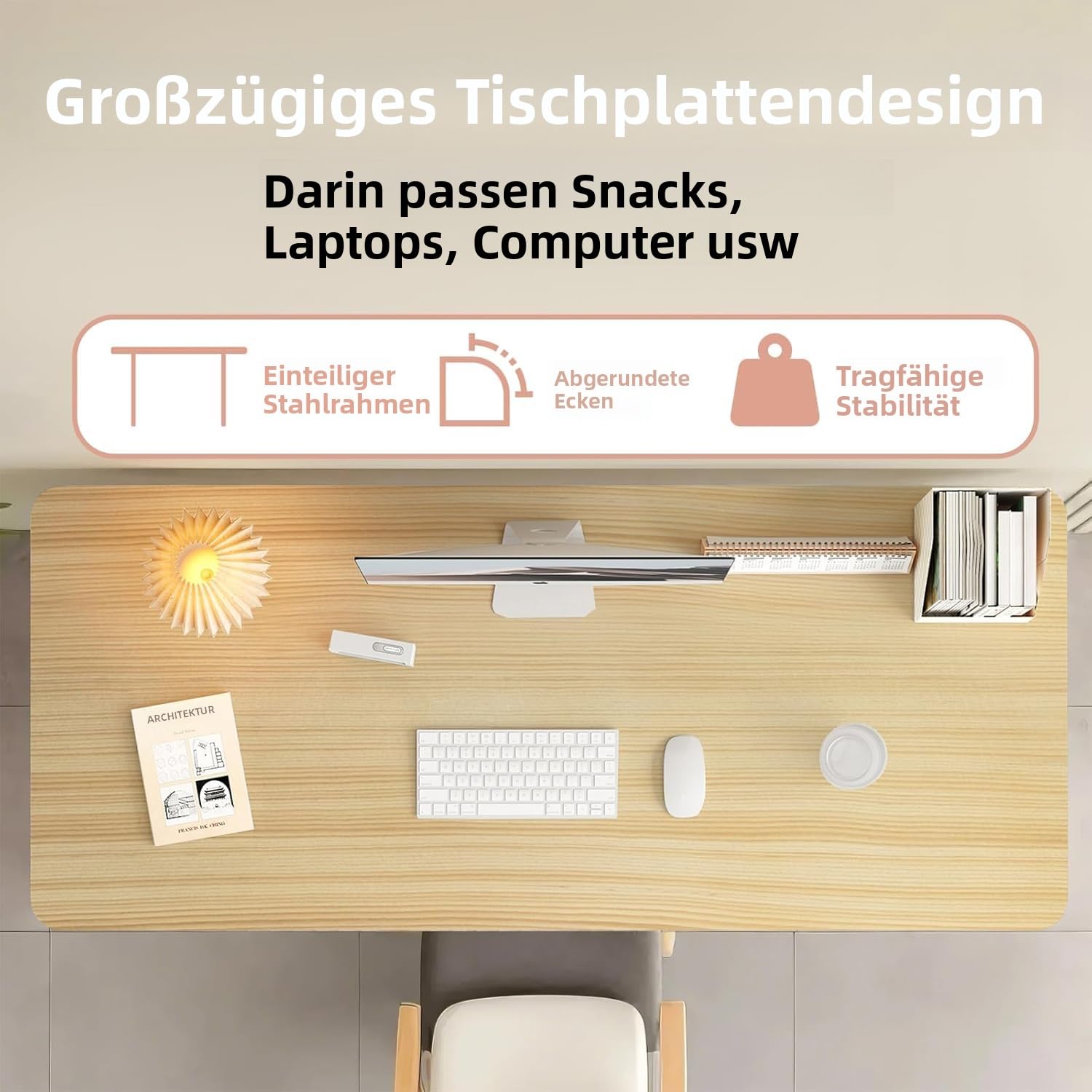 Computerarbeitsplatz ohne Montage, Lern- und Schreibtisch Platzsparender Faltbarer Desk für Wohnzimmer, Home Office