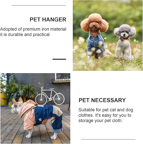 Miniatura 3 de POPETPOP 9 piezas de ropa para cachorros y gatitos ropa de metal para mascotas organizador colgante dorado resistente abrigo de plástico rosa para