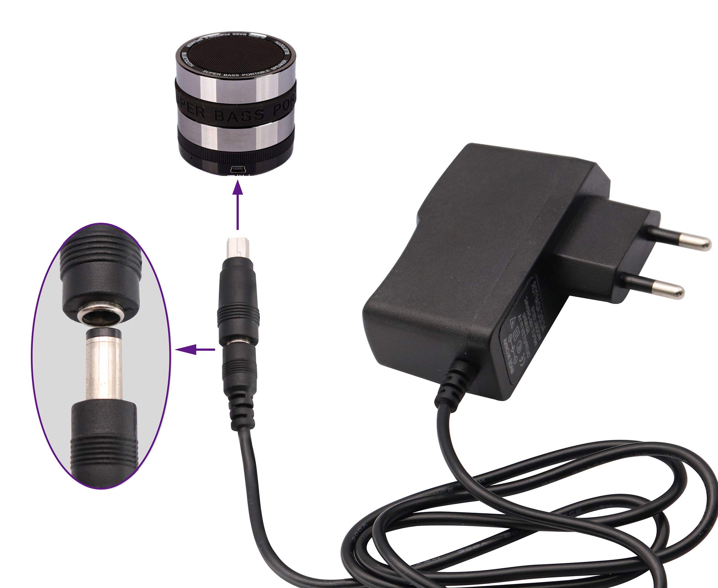 USB Femmina a DC 5.5x2.1mm Femmina DC Connettore Carica Barilotto Jack Nero 5pz