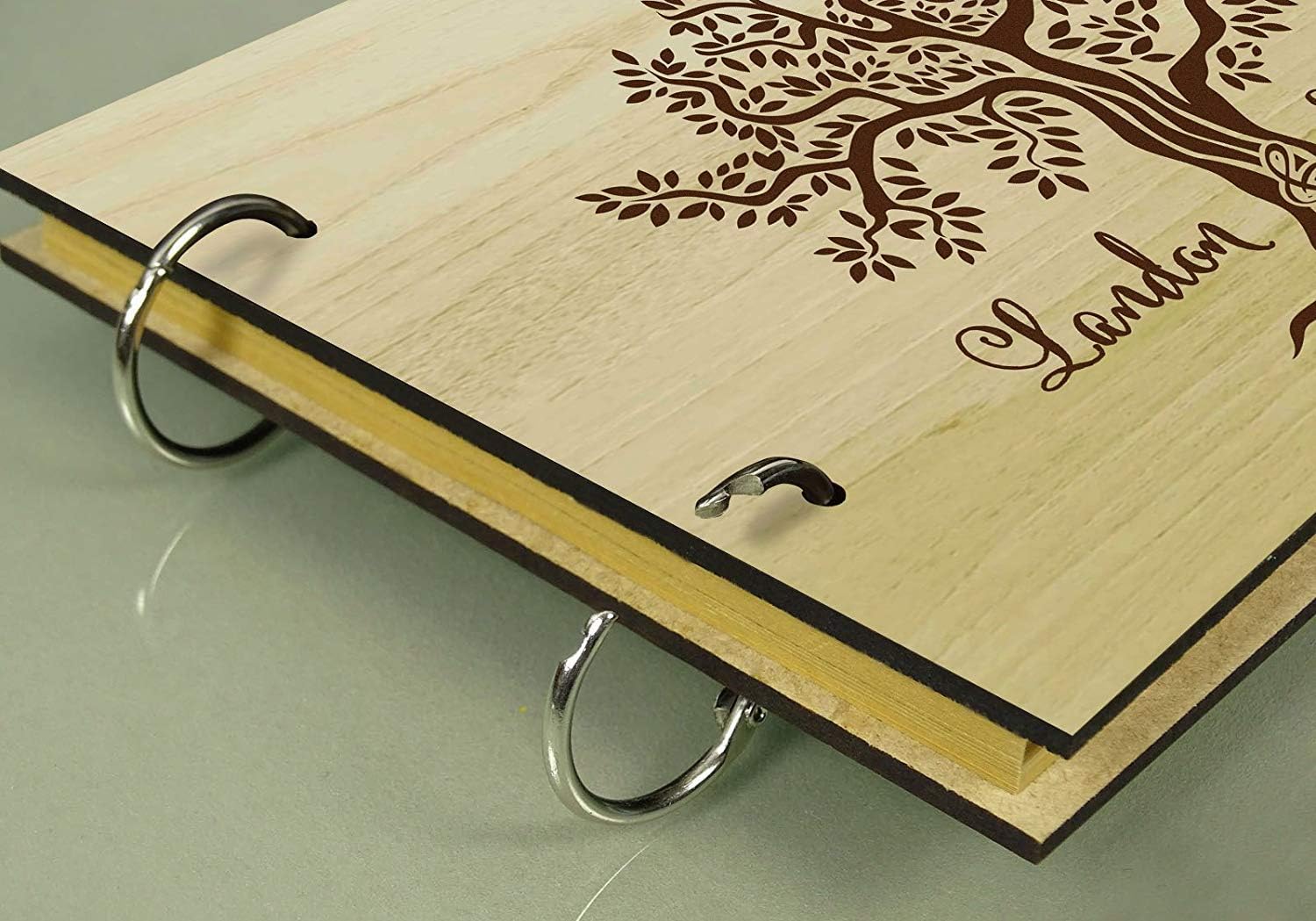Darling Souvenir Custom Rustic Wedding Guest Book Wood Engraved Tree Design Bride & Groom Advice Book