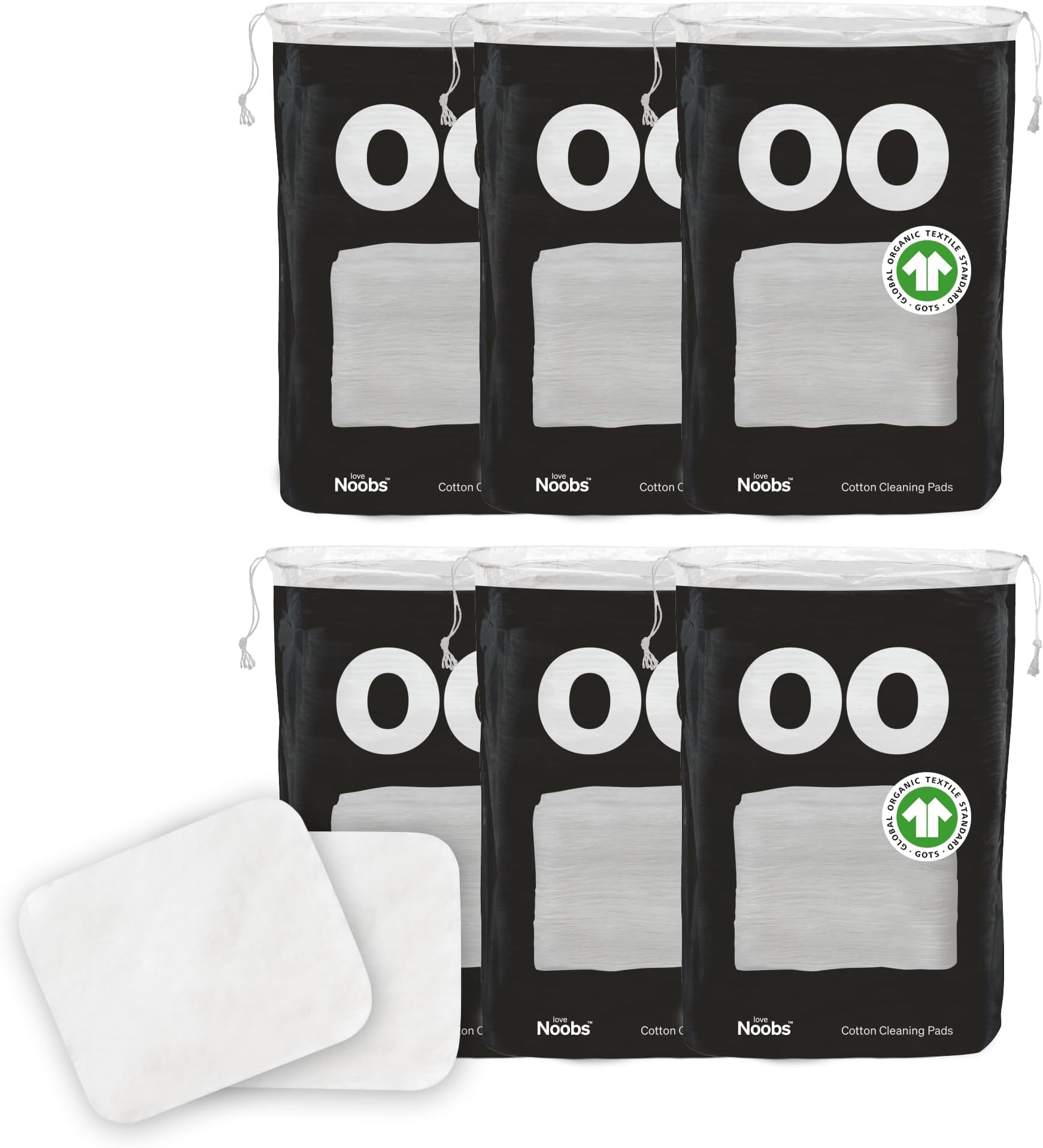 Large Baby Cotton Pads by LoveNoobs, 360 Count, GOTS Certified 100% Organic Large Cotton Wool Pads for Babies, Ultra Soft for Sensitive Skin, Lint-Free, Premium Jumbo Size