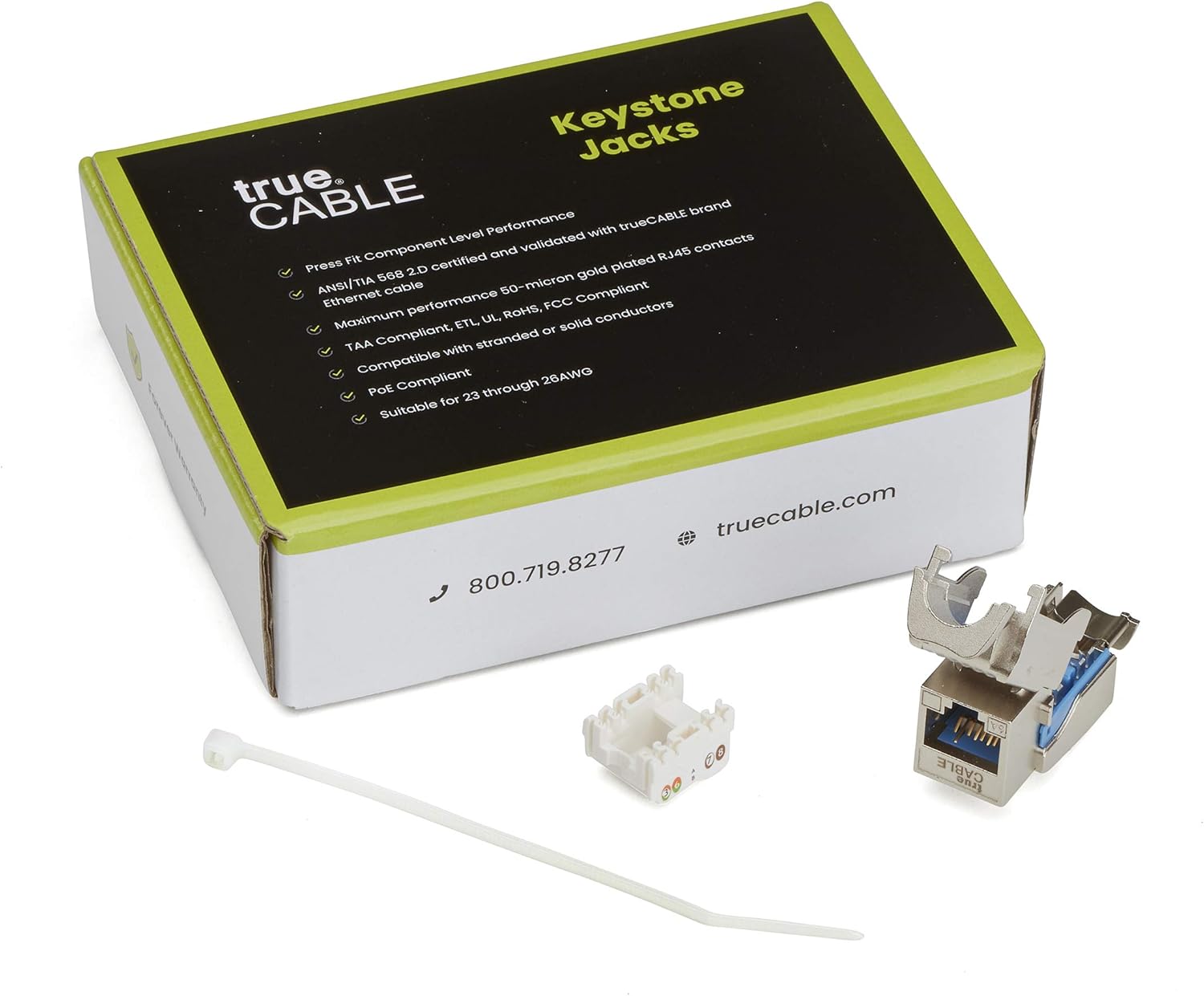Exclusive Discount 90% Price trueCABLE Cat6A Toolless Keystone Jack, Shielded (STP), UL Listed, ETL Verified, ANSI/TIA Certified, Modular RJ45 Female, 12 Pack