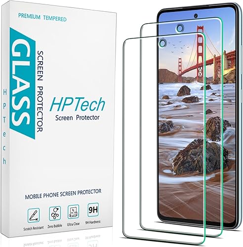 Miniatura 1 de HPTech [Paquete de 2] Protector de pantalla de vidrio templado para Samsung Galaxy A52/ A52 5G, compatible con lector de huellas dactilares, fácil