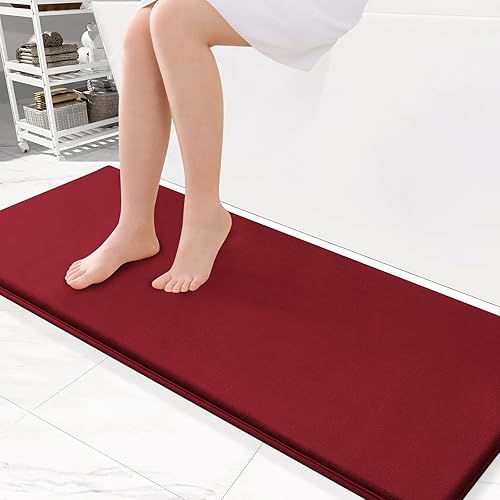 Miniatura 113 de Smiry Tapete de baño de espuma viscoelástica de 24 x 16 pulgadas, extra suave y absorbente, antideslizante, lavable para suelo, ducha y bañera,