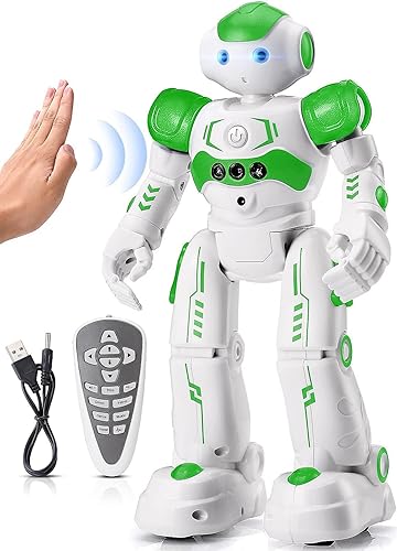 KingsDragon - Robot RC, juguetes para niños con gestos y detección, robot inteligente a control remoto para niños de 4 a 8 años, regalo de Verde
