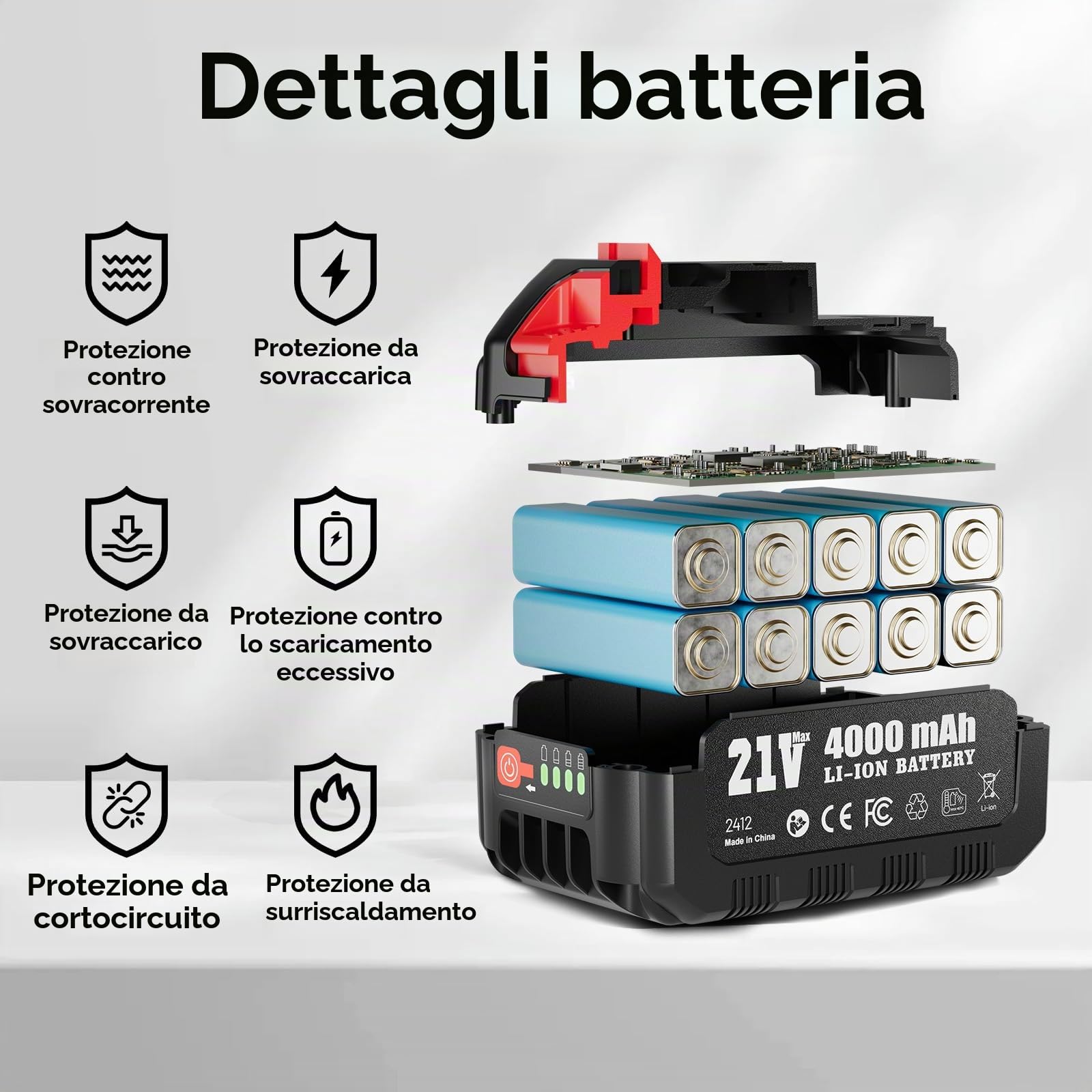Supstable Originale Batteria 21-V 4,0 Ah (Li-Ion, 21 V, 1x 4,0 Ah, compatibile con tutti i dispositivi Supstable, gestione proattiva della batteria, cicli di carica adattati alla situazione).