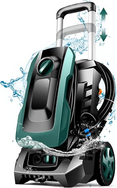 COOCHEER 150Bar Pressure Washer 1800W 420l/h Electric Jet Washer with Adjustable Nozzles Hose for Cars Patios Driveways Garden