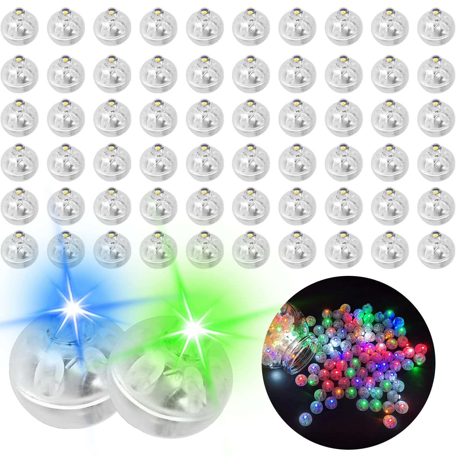 Roselee 60 Stück LED Ballons Lichter,Mini LED Licht Leuchtkugeln, Runde Ballonlichter Mini Bunt für Papierlaterne Geburtstag Hochzeit Hochzeit Halloween Weihnachten Party Deko Karneval Neujahr